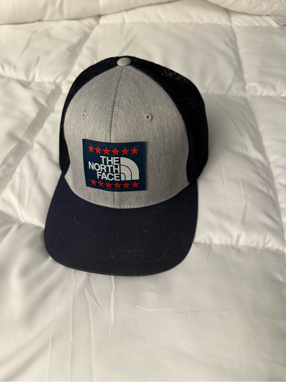 The North Face Gray Front Navy Mesh Logo Cap